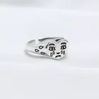 Кольцо для женщин, регулируемое, в стиле ретро, с любовным плачущим лицом, A914, цвет: старое серебро