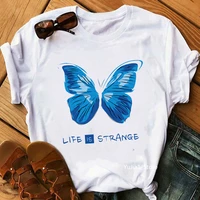 summer butterfly print womens t shirts streetwear short sleeve o neck tops female casual harajuku vintage lady clothes