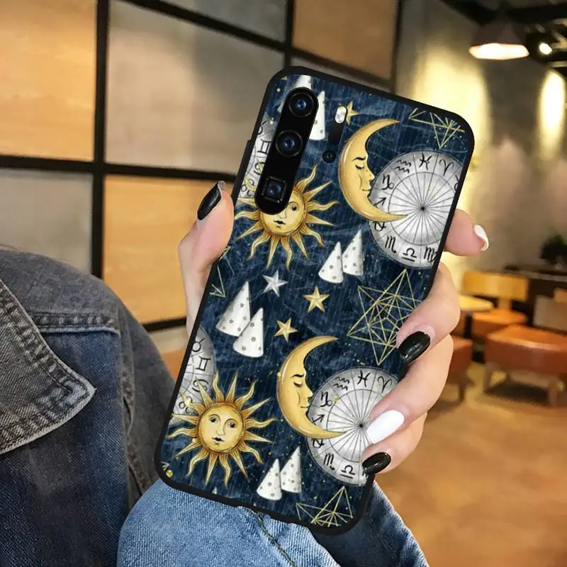 

Funny Sun Moon Phone Case Funda For Huawei P9 P10 P20 P30 Lite 2016 2017 2019 plus pro P smart