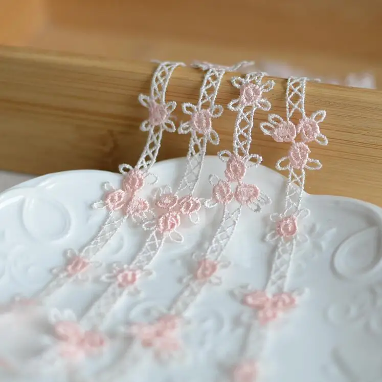 10 Meters Delicate Water Soluble Lace Trimming Pink Flower Fabric Decoration Diy Headscarf Hair Clothing Trim Ribbon | Дом и сад