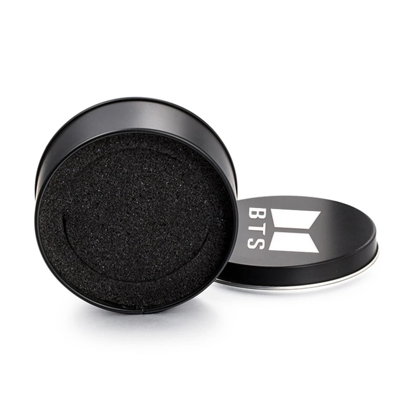 

50Pcs/Lot Kpop Bangtan Boys ARMY Letter Jewelry Box Fashion Personality Customizable Laser Marking LOGO Round Jewelry Iron Box