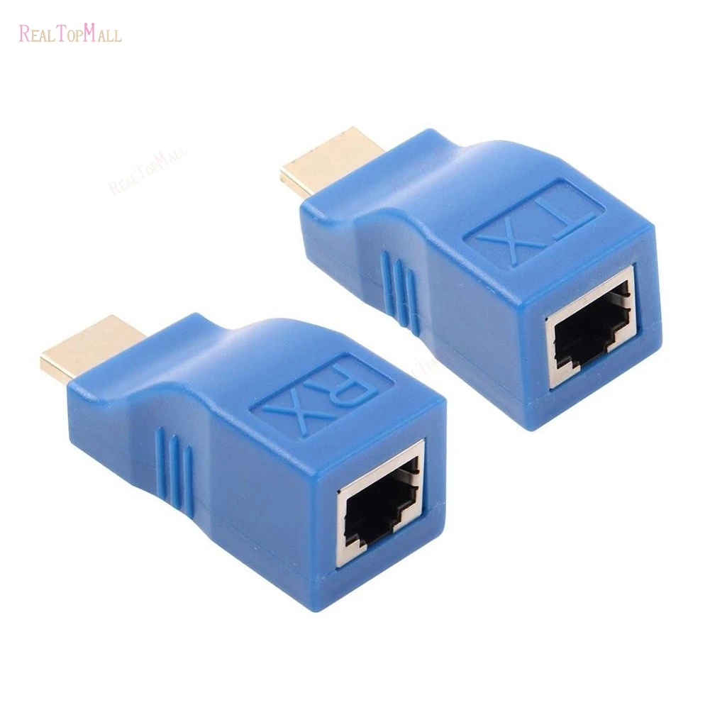 2шт 1080P HDMI удлинитель к RJ45 по Cat 5e/6 сетевой адаптер Усилитель сигнала для HDTV дисплей