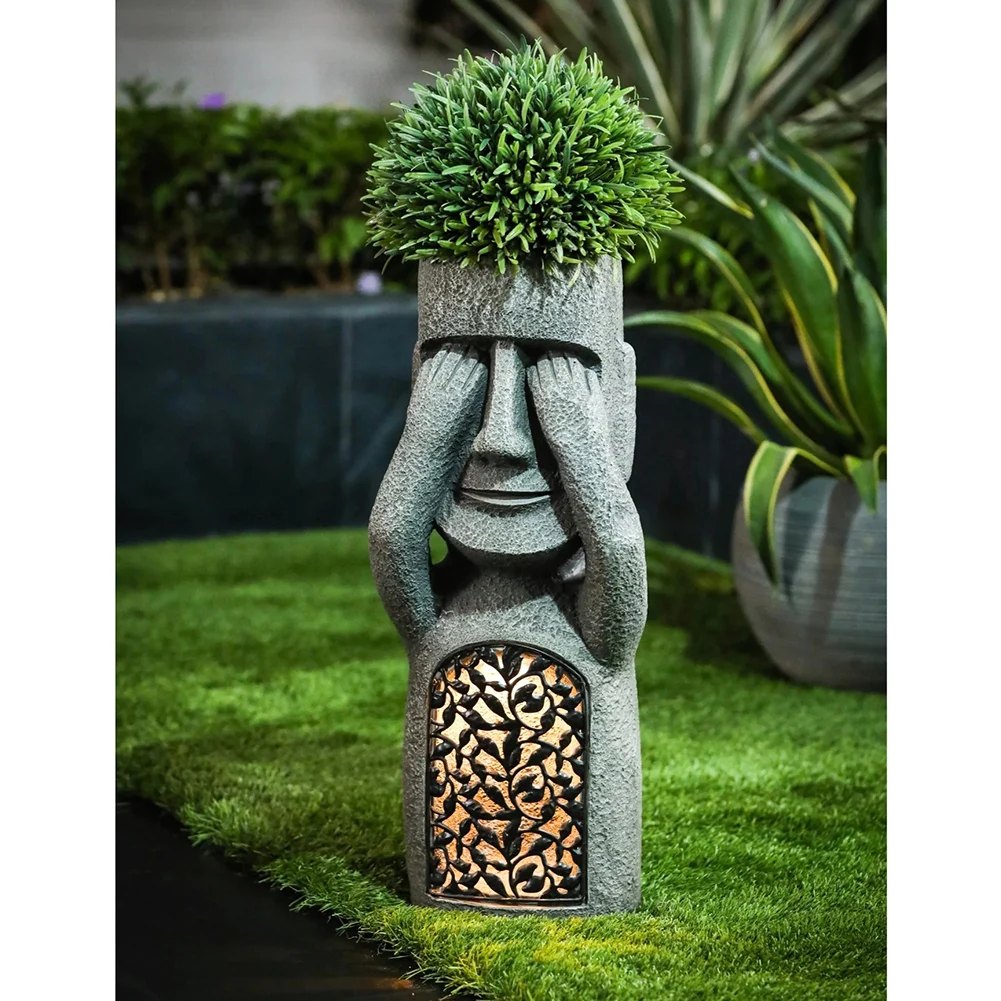 

Смотри, как говорить, нет зла, садовые статуи на Пасхальный остров, креативная садовая скульптура из смолы, наружное украшение, распродажа