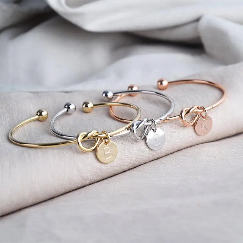 Персонализированные узел первоначального Браслеты браслеты A Z 26 букв браслет с