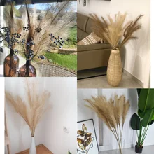 1Pcs 1.2m Artificial Pampas Grass Fake Reed Flowers Bouquet DIY Vase Home Garden Wedding Decor Phragmites Branch Plants Supplies