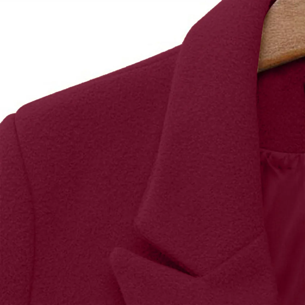 Осенне-зимний женский корейский тонкий шерстяной Тренч чистый цвет с длинными