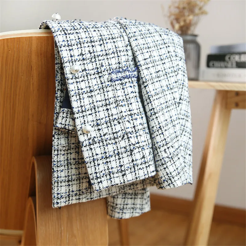 

Temperament Check Straight Lapels Fashion Woolen Single-breasted Jacket 2020 New Woolen Autumn And Winter Women's Clothing B094