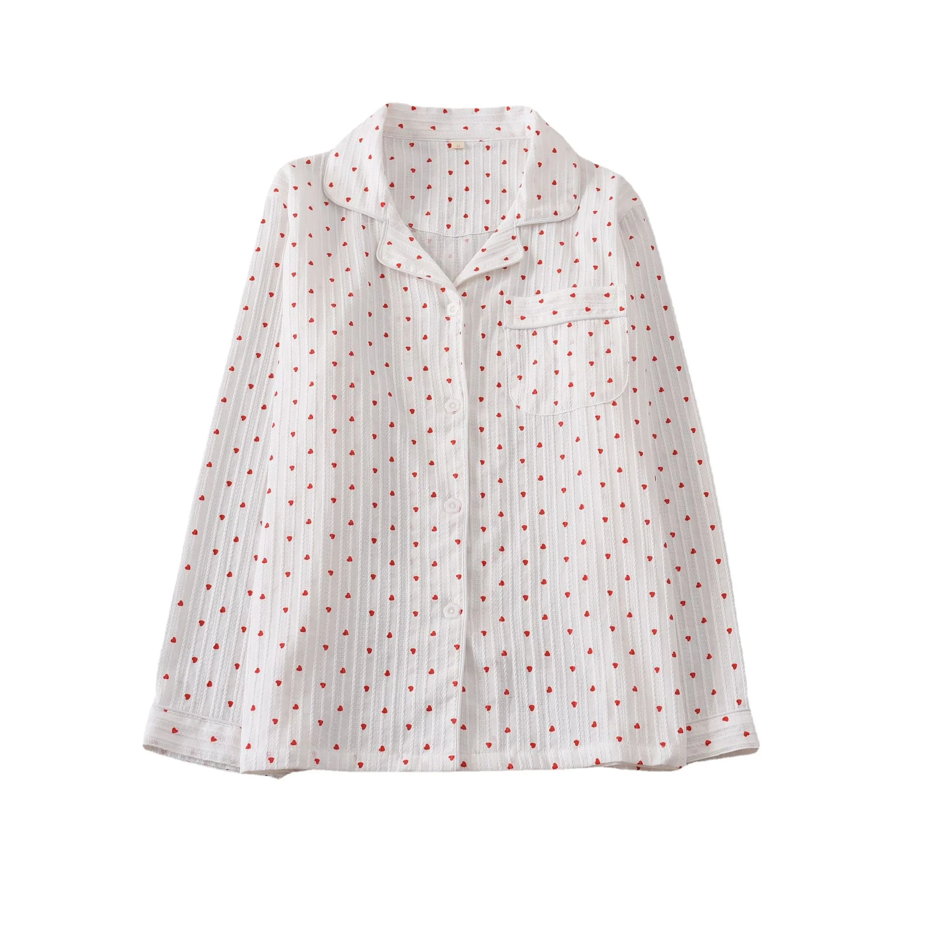 Little Love Spring and Autumn Pajamas Women's Suit Jacquard Lapel Long Sleeve Nightwear Loose Casual Home Clothes Lady Sleepwear