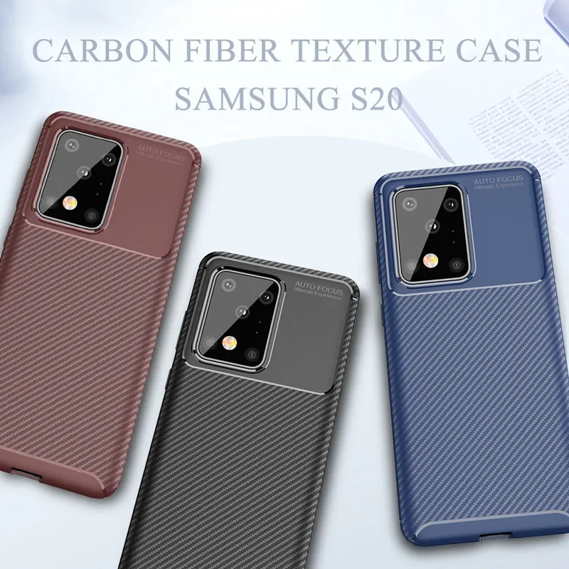 Чехол для телефона Samsung Galaxy S20 Ultra Plus чехол из углеродного волокна Мягкий силикон