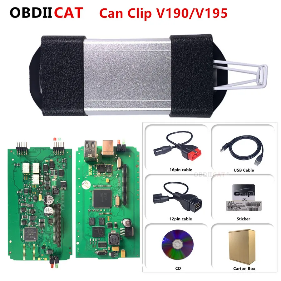Новый чип Can Clip V190/V195 Золотая печатная плата с CYPRESS AN2136SC/AN2131QC A + OBD2 диагностический