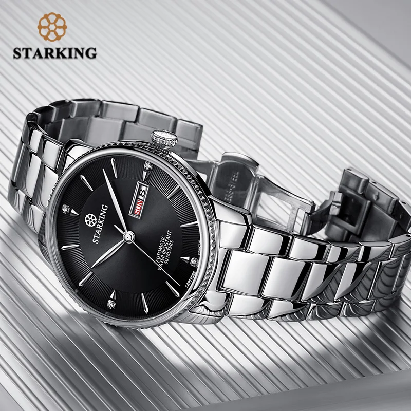 Часы STARKING мужские нержавеющая сталь Япония NH36 Movt наручные часы сапфир 50 м