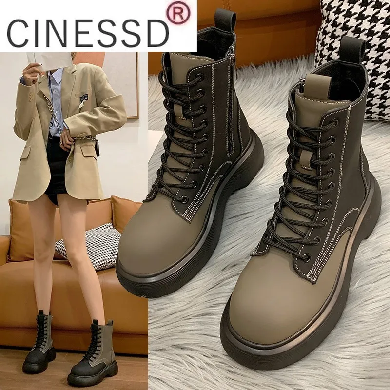 

New Women's Boots Autumn Winter Pu Leather Patchwork Block Heels Fashion Ladies Shoes Thick Bottom Ankle Boots Women Footwear