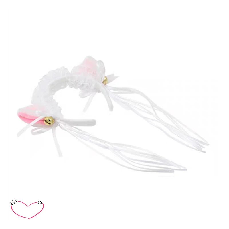 Женская Кружевная повязка на голову с оборками и плюшевыми кошачьими ушками