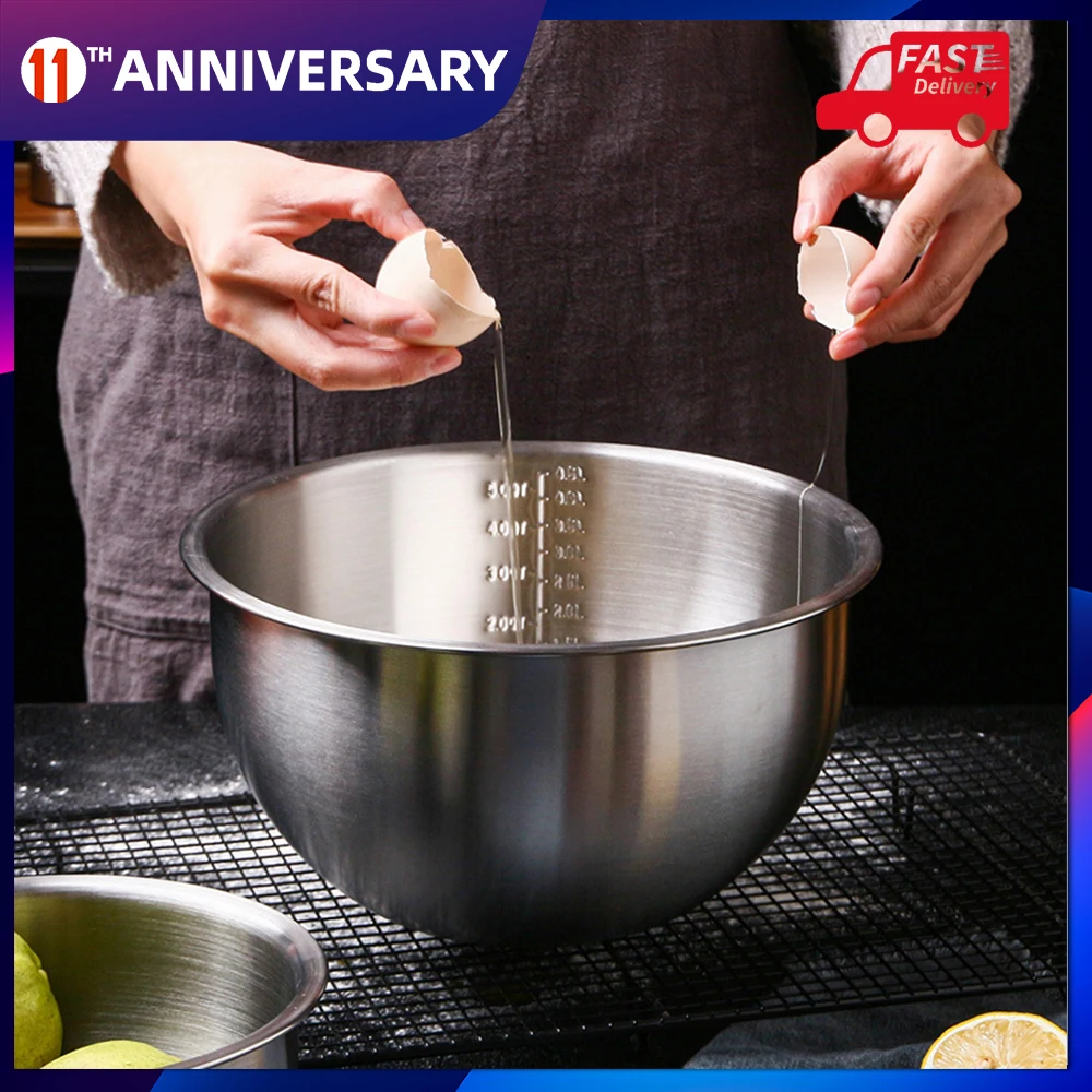 304 Нержавеющая сталь чаши миска для смешивания со шкалой 4 5 кварта глубокое