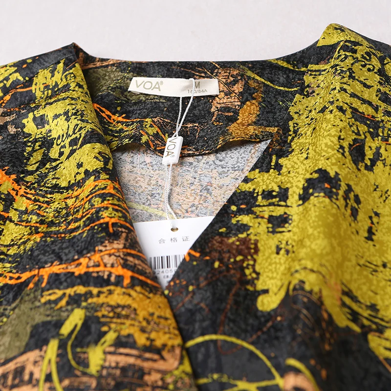 VOA 2017 осенний Модный Шелковый жаккардовый богемный Свободный кардиган размера