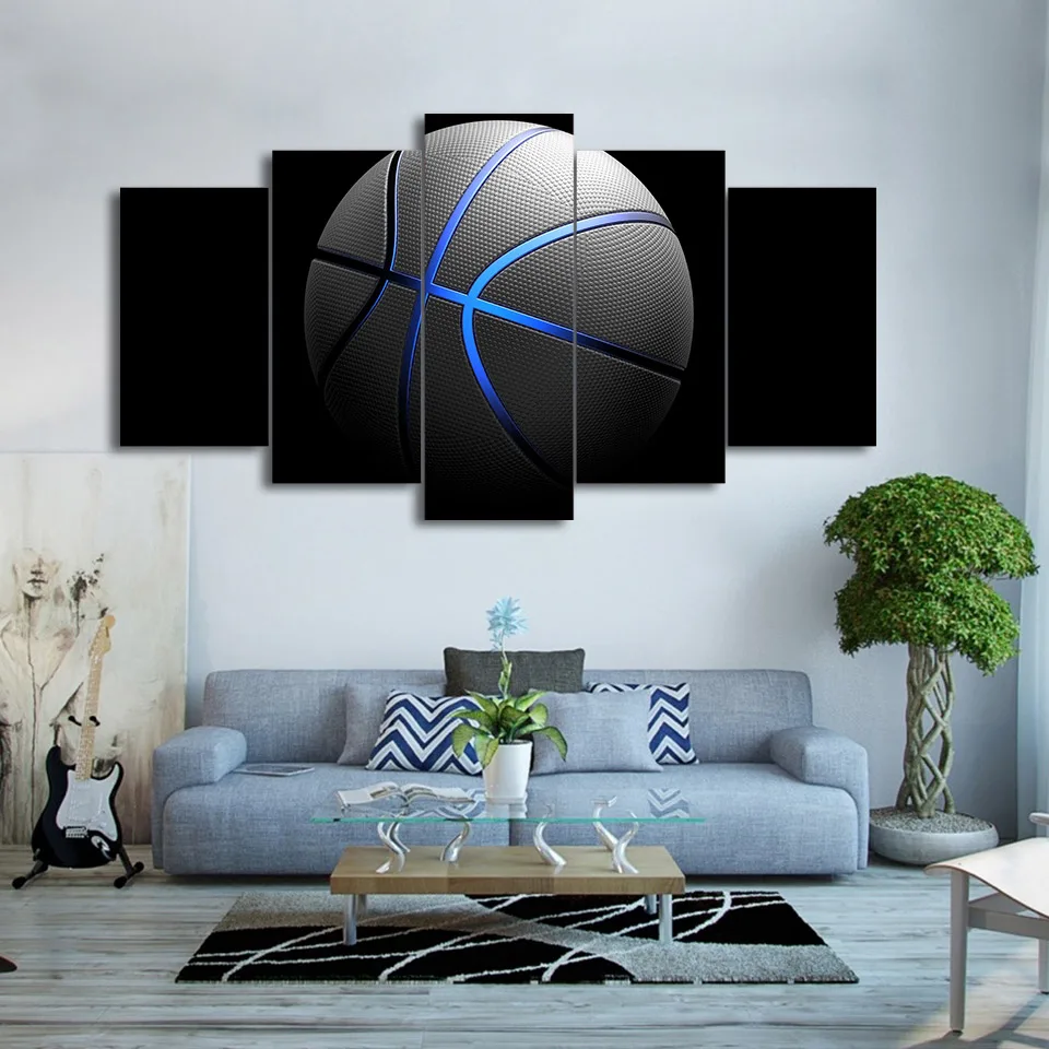 

Canvas Art Prints Modern Frames For Paintings Decorative 5 Panel Basketball Wall Picture For Home Decoration Painting Kids Room