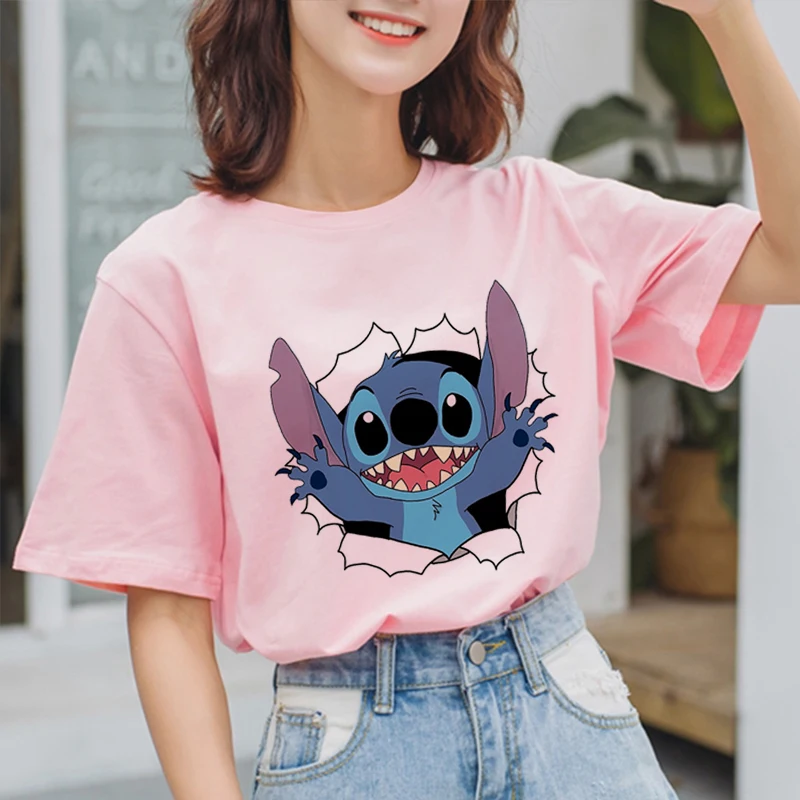 

Disney Snow White Summer Women's T-Shirt Regular Cotton Cute Clothes Lilo & Stitch Round Neck Short Sleeve Printing Casual Y2K