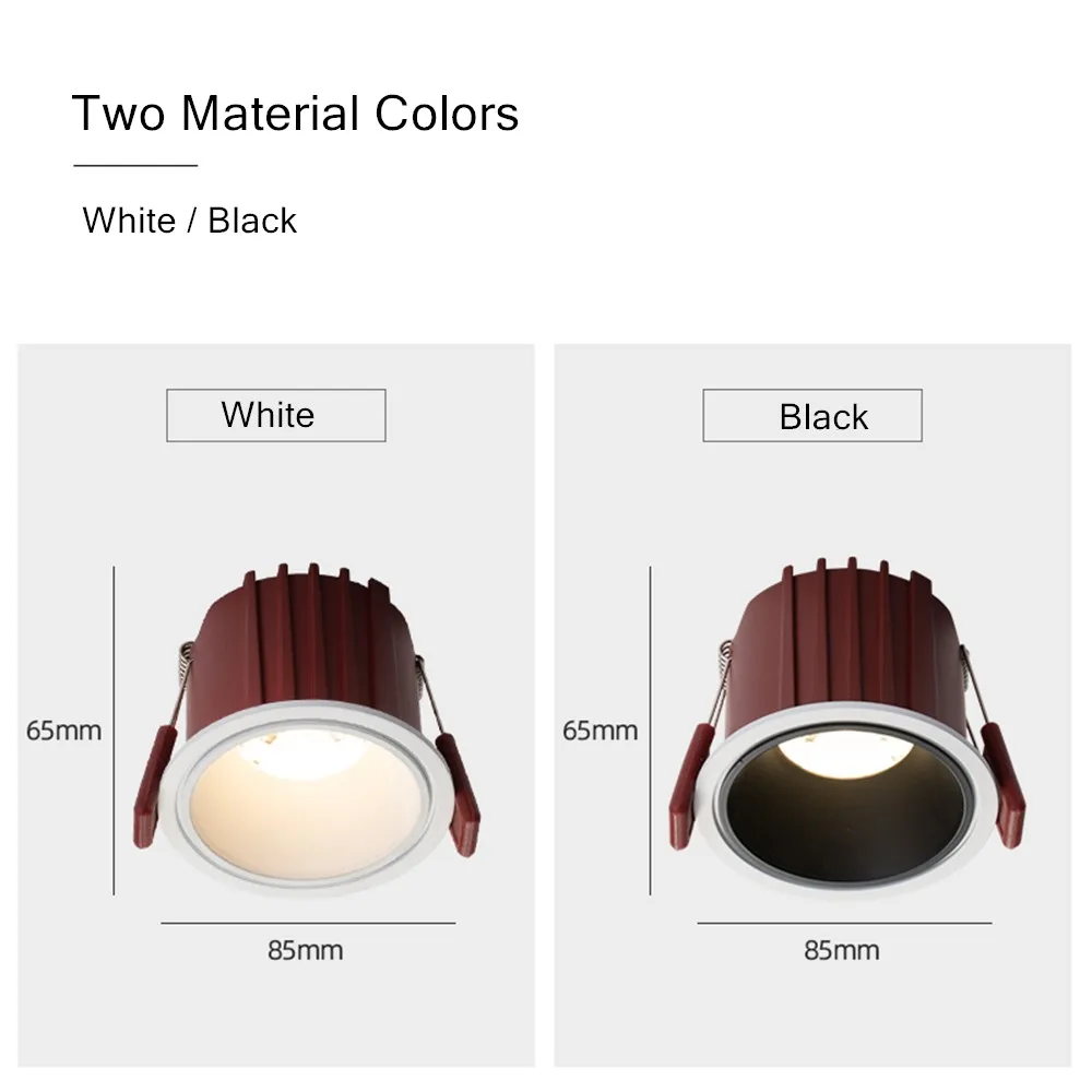 

No Glare LED COB Spot light Ceiling lamp AC85-265V 7W 12W Nordic LED downlight round led Recessed lamp Indoor lighting