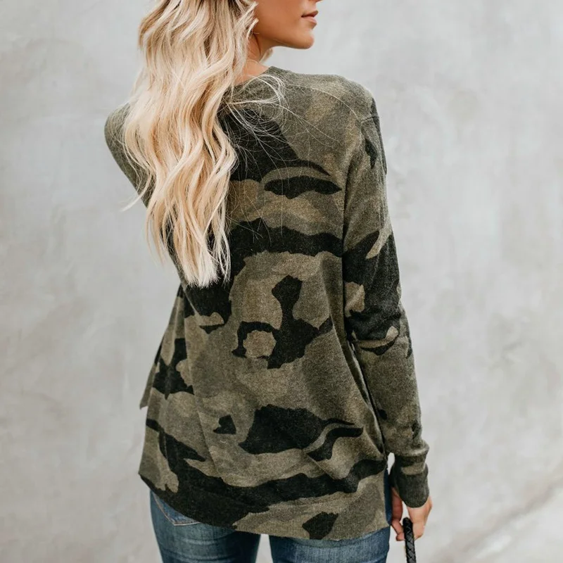 Купить Модная камуфляжная рубашка с длинным рукавом женская одежда ...