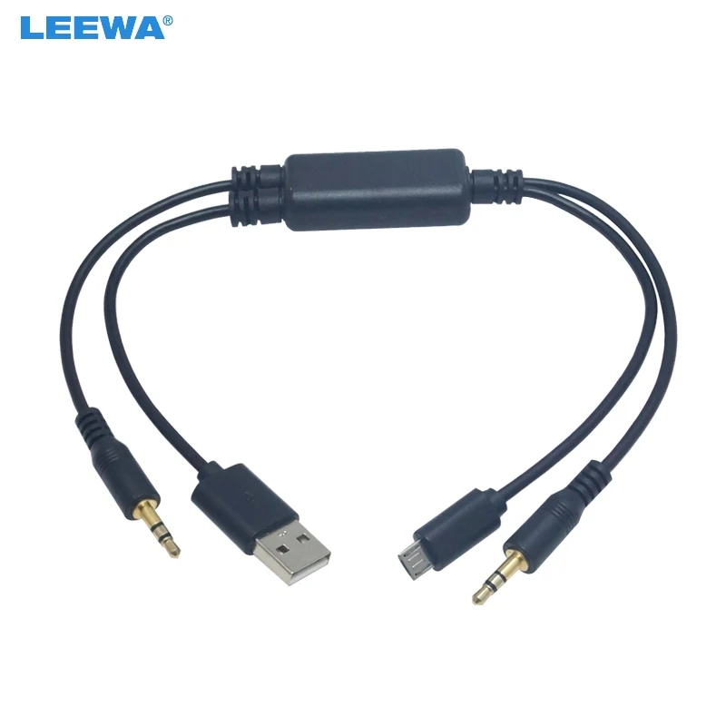 Автомобильный переходник LEEWA с Micro USB на 3 5 мм со штекером разъем AUX Кабель-адаптер