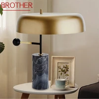 brother contemporary table lamp design luxury black desk light home led marble decorative for foyer living room office bedroom