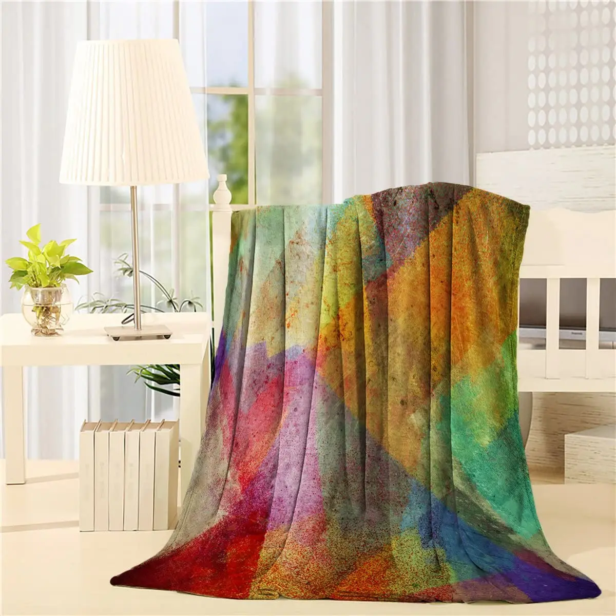 

Luxury Adult Throw Blanket Warm Colorful Paint Texture Print Soft Toned with Concept Image Multicolor Soft Blanket 80x60 Inches