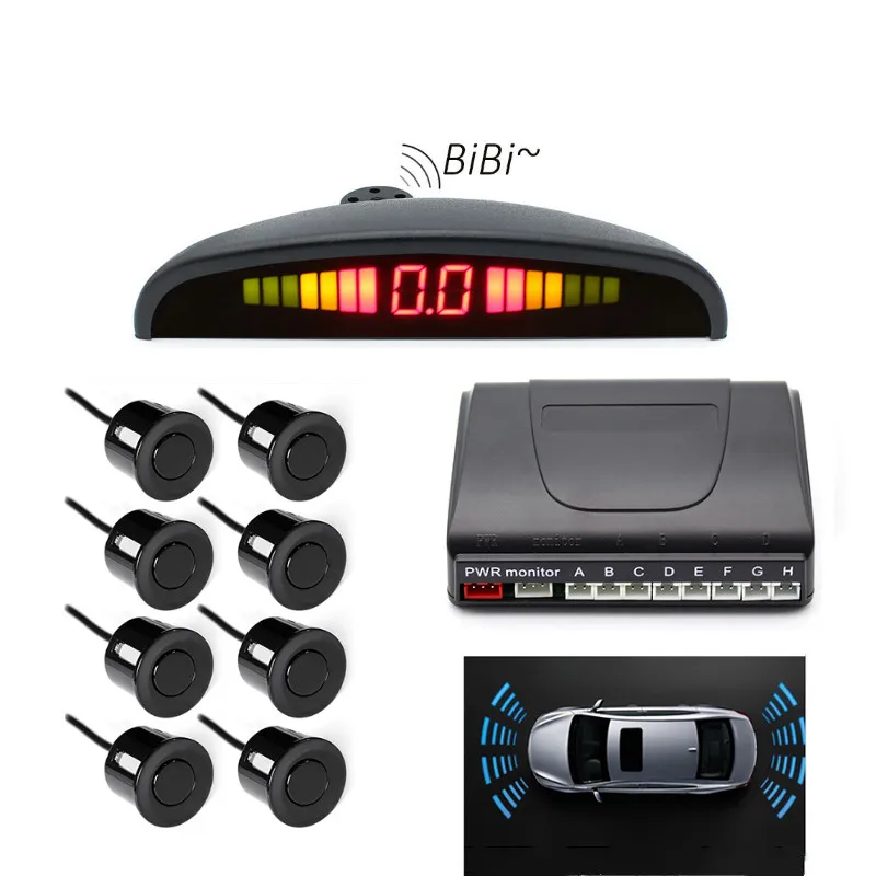 

Car Led Front and Rear Parking Sensor Kit 8 Sensors Reverse Radar Sound Alert Indicator System Car Reversing Aids