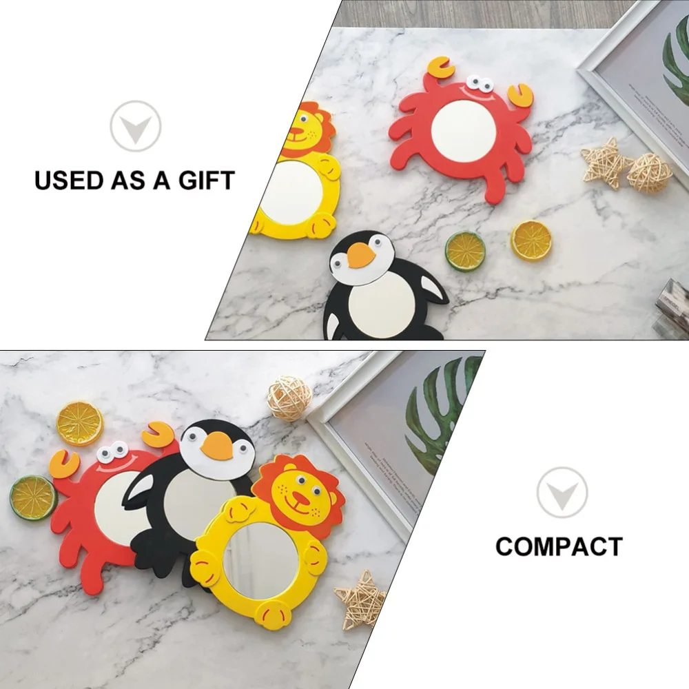 

3Pcs Cartoon Mirror Props Kid Performance Toy Animal Shape Mirror (Random Style)