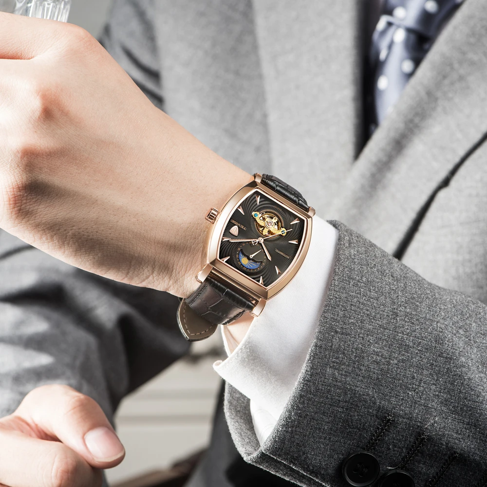 

Tevise Fashion Orologio Uomo Men's Mult-Functional Day/Week Auto Mechanical PU Leather Strap Watches Xmas Gift Box