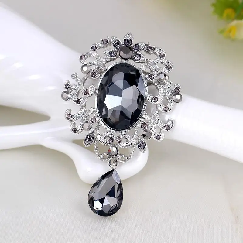 Женская брошь в форме капли воды с голубым кристаллом Букет Модные Ювелирные