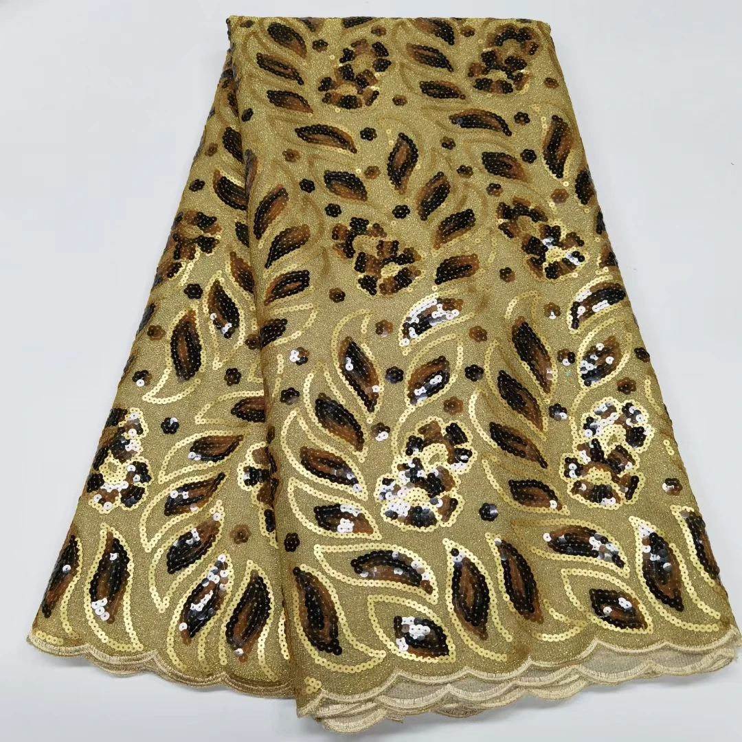 

Velvet Lace Fabric 2021 High Quality Lace Embroidered African Sequins Lace Fabric Nigerian Lace Fabrics For Party