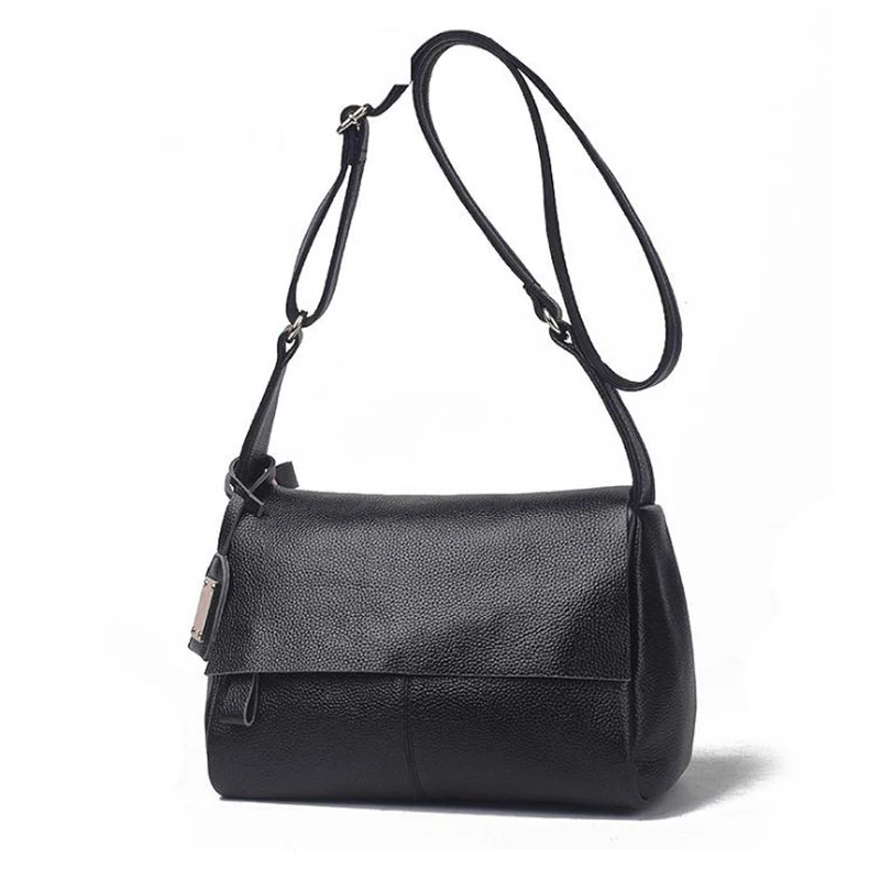 

Fashion Long Straps Crossbody Handbag Embossing Black Shoulder Messenger Bag Luxury Women Genuine Leather Purse Female Clutch