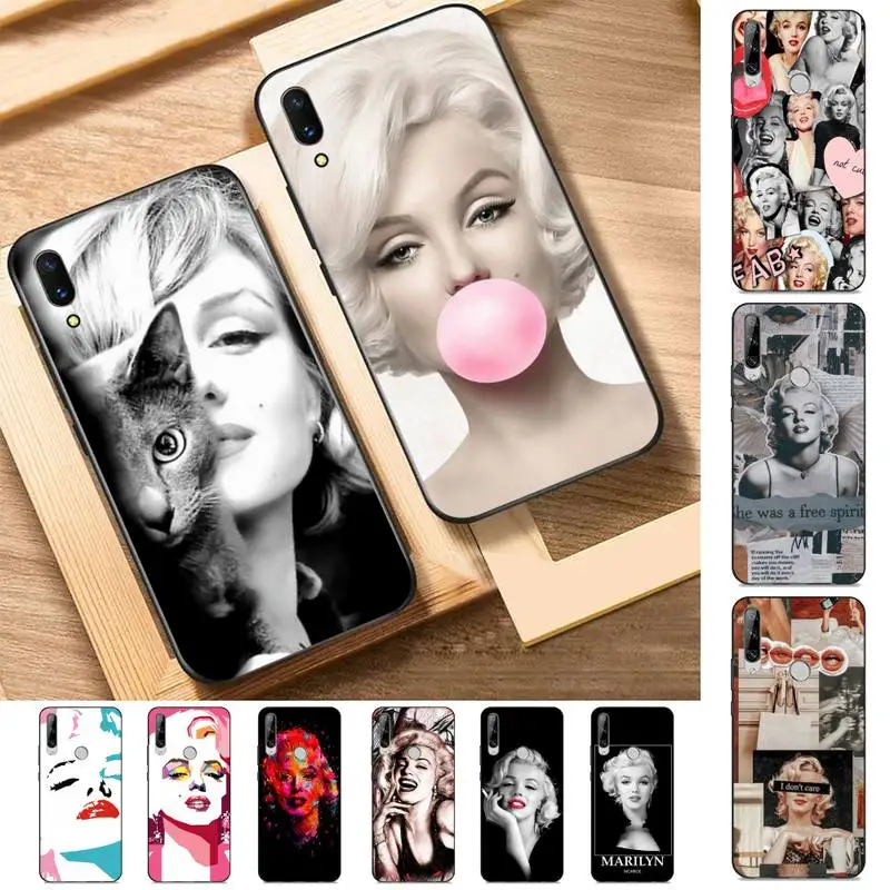 

TOPLBPCS Marilyn Monroe With a Cat Phone Case for Huawei Y 6 9 7 5 8s prime 2019 2018 enjoy 7 plus