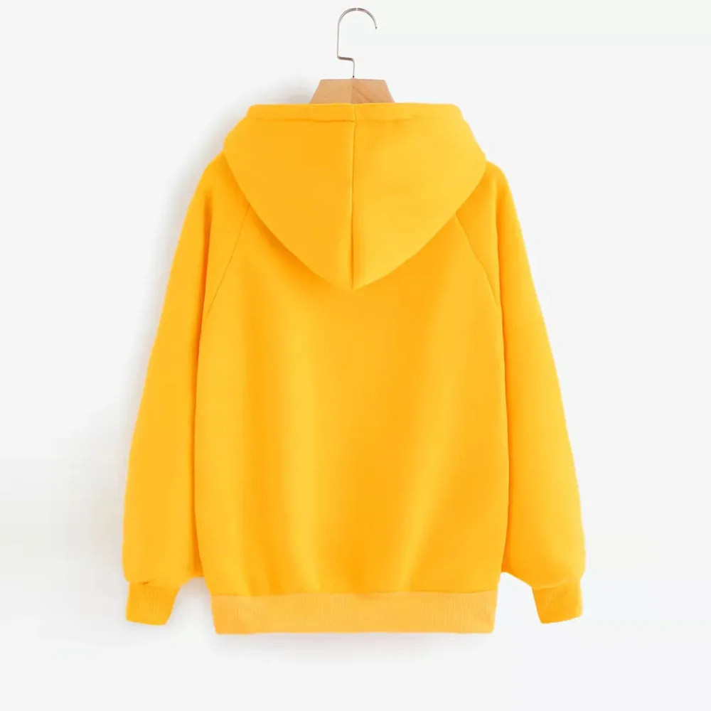 Yellow Hoodies Womens Sweatshirts Harajuku Hoodie Sweatshirt Hooded Pullover Tops Blouse With Pocket Hot Fashion Girl Clothes | Женская