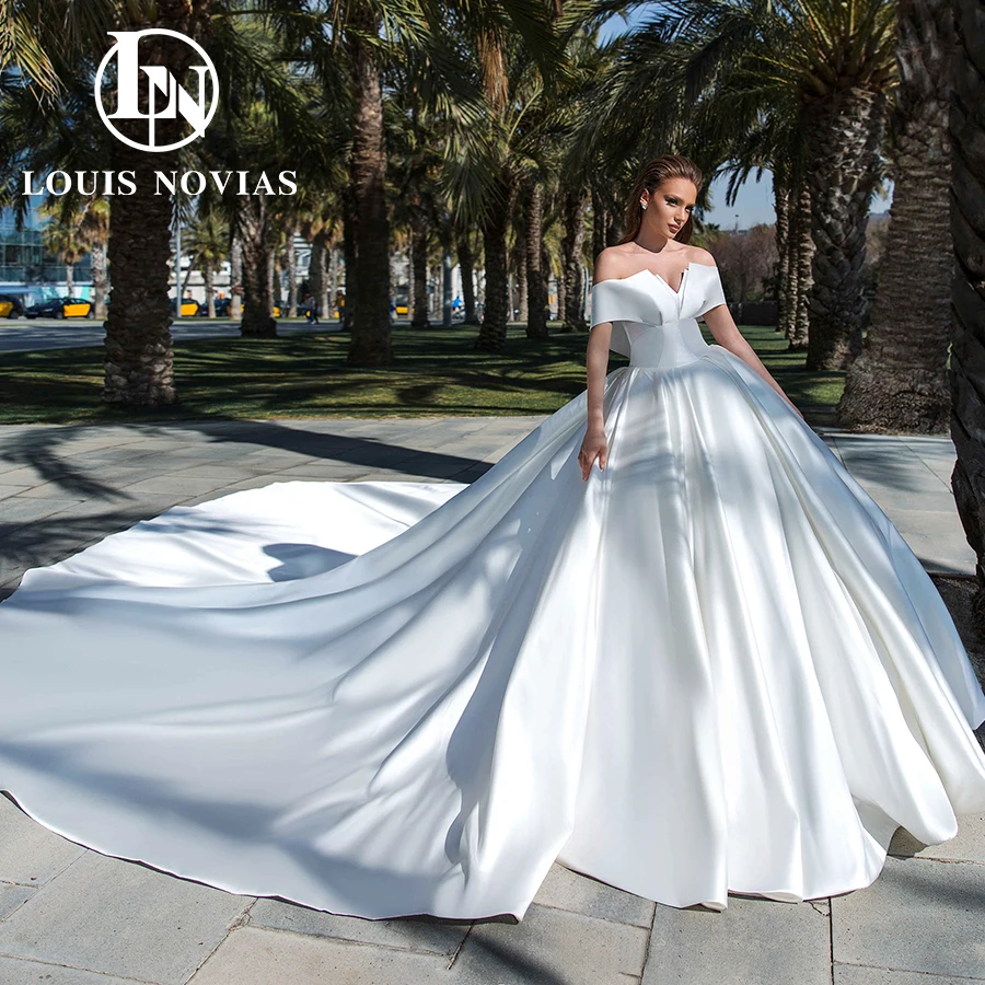 

LOUIS NOVIAS Ball Gown Wedding Dress High Quality 2023 Exquisite Satin Princess Wedding Gown Long Train Simple Vestidos De Novia