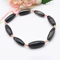 2strandslot 39mm natural smooth black stripe cylindrical agate stone beads for diy bracelet necklace jewelry making strand 15