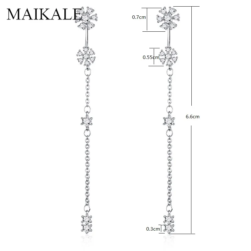 Женские длинные серьги цепочки MAIKALE роскошные висячие цвета розового золота с