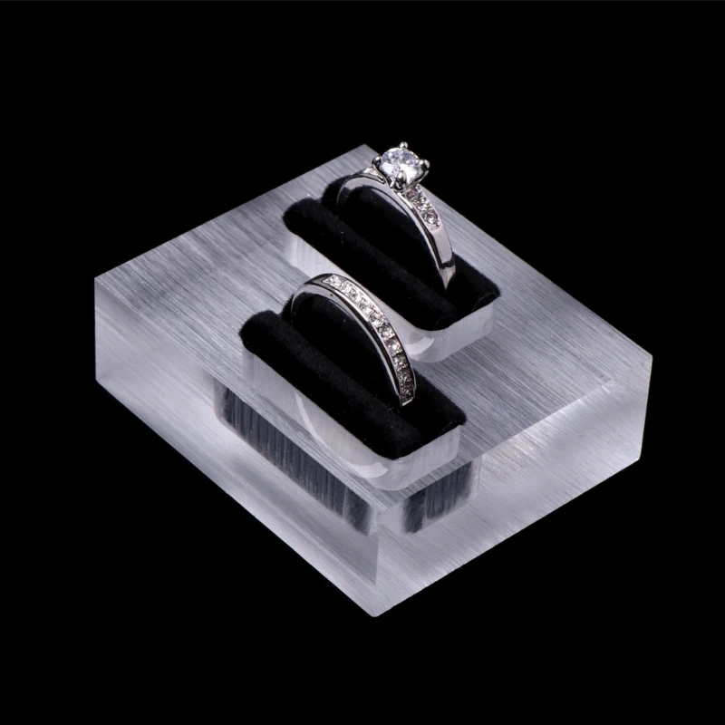 Прозрачные Акриловые Двойные Кольца Дисплей Стенд ювелирный магазин Держатель