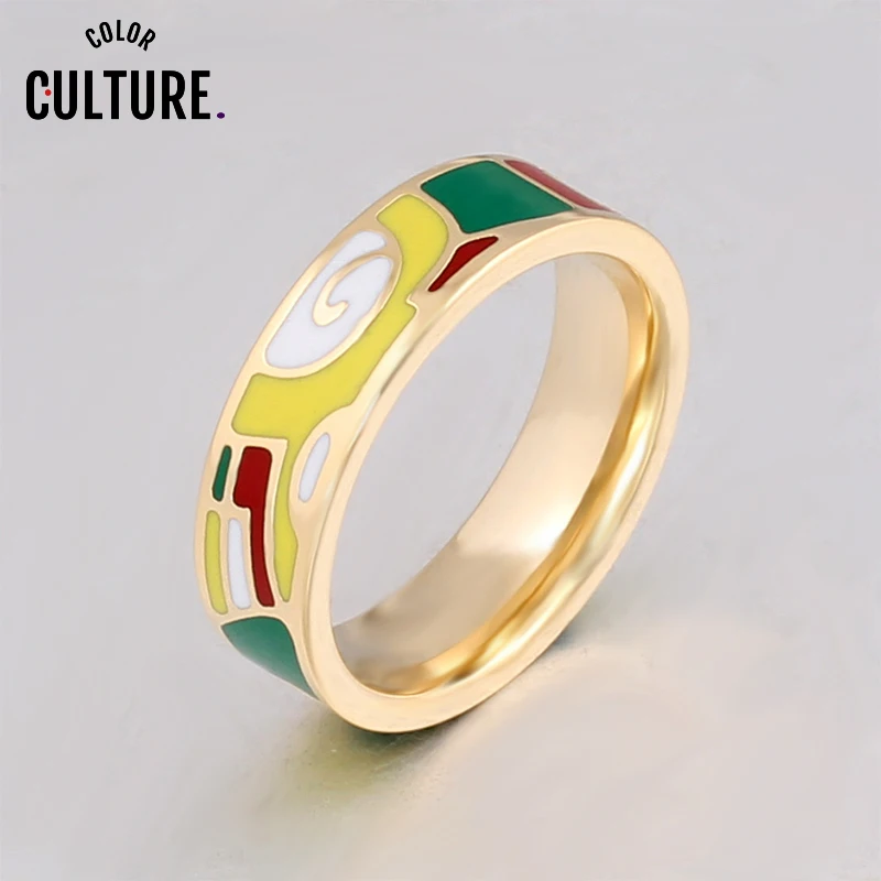 Популярные золотые кольца из нержавеющей стали с геометрическим дизайном для