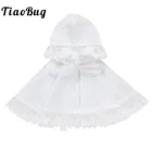 Белый кружевной кардиган с капюшоном для девочек, пальто с цветочным рисунком, шаль, самозавязывающиеся кардиганы, свадебная накидка, Одежда для младенцев, плащ с капюшоном