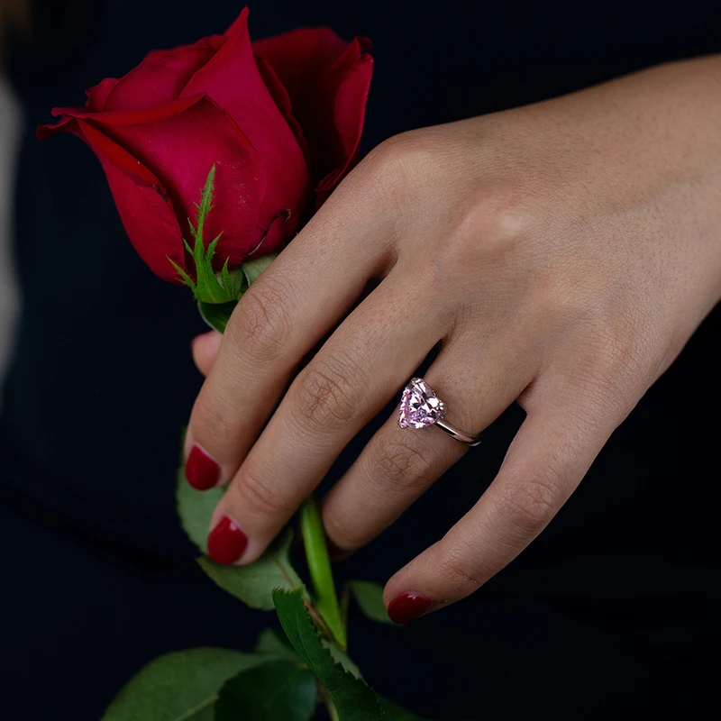 

Knobspin Fashion 100% 925 Sterling Silver Wedding Rings 10*10mm Heart High Carbon Diamond Anniversary Party Fine Jewelry