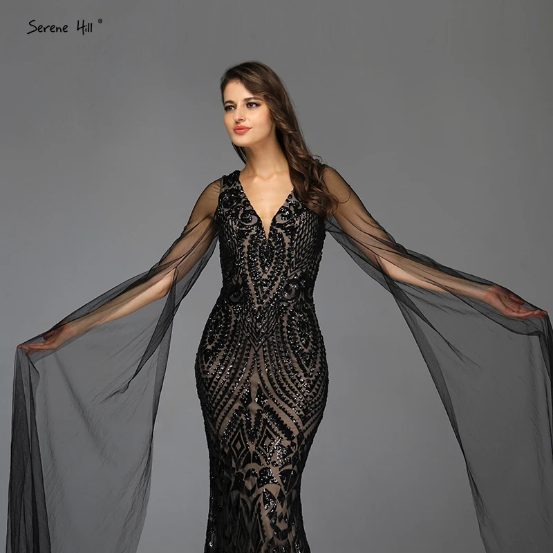 Черное платье для выпускного вечера с V образным вырезом и блестками блестящие