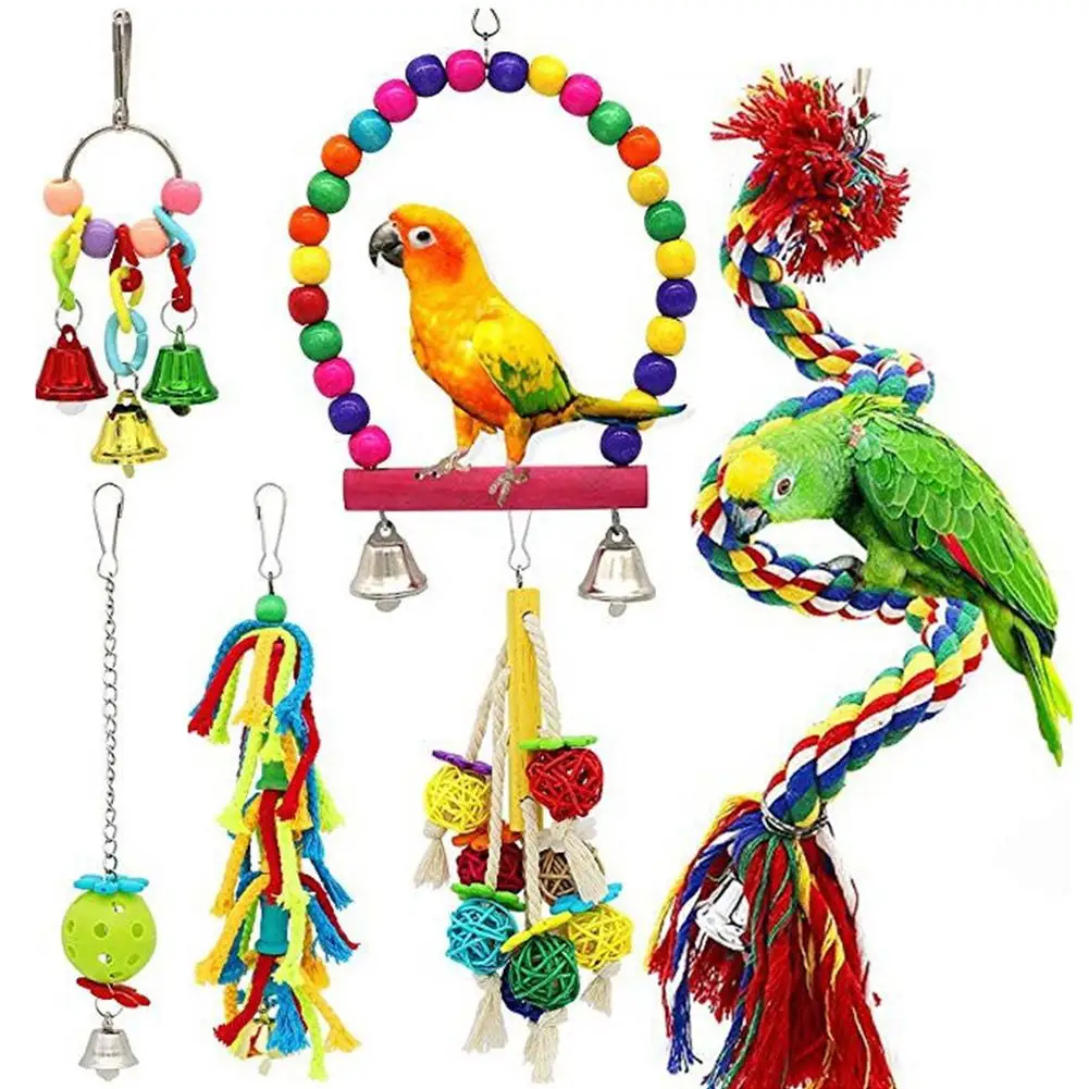 6 шт. гнездо для попугая Finch птицы деревянные качели нетоксичные жевательные