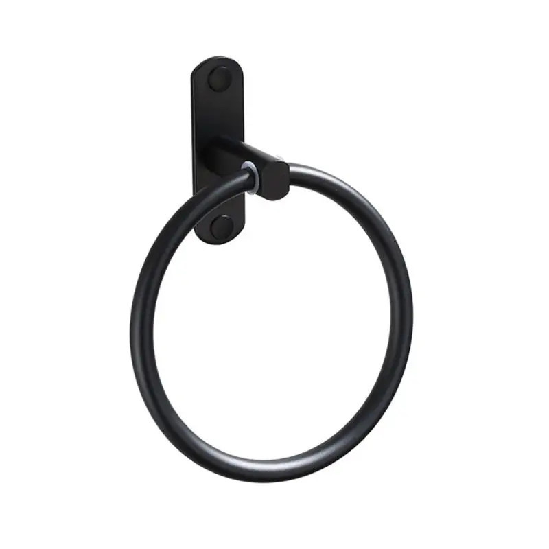 

Black Space Aluminum Towel Holder Round Bath Towel Ring Wall Mounted Rack Shelf