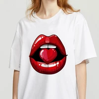 viper korea clothing women t shirt street clothing 2021 t shirt ms red lip printed t shirt summer harajuku top t shirt