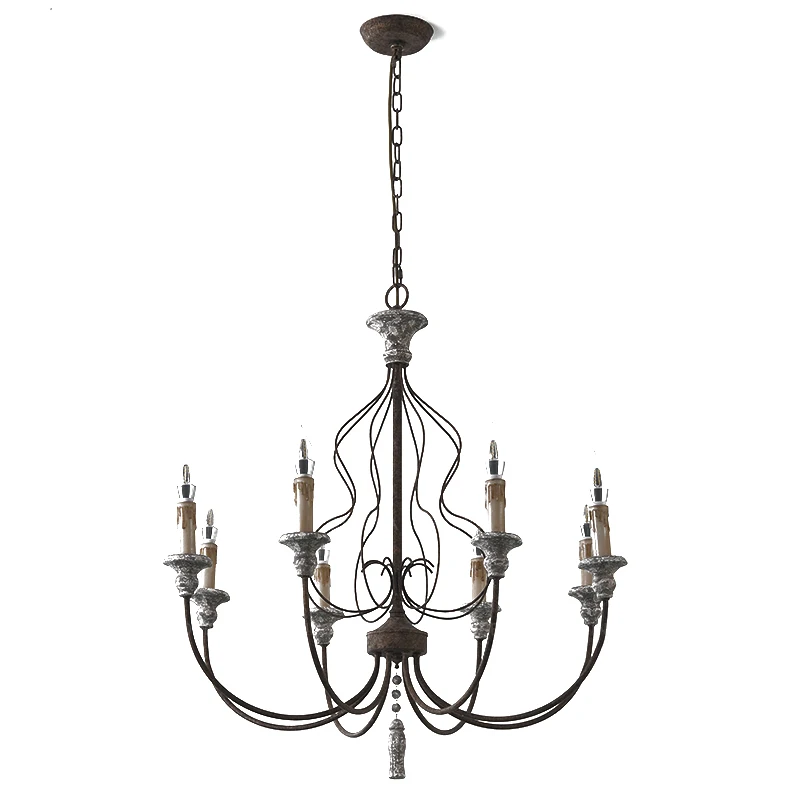 Ретро деревенская люстра антикварный светильник для спальни подвесной из дерева