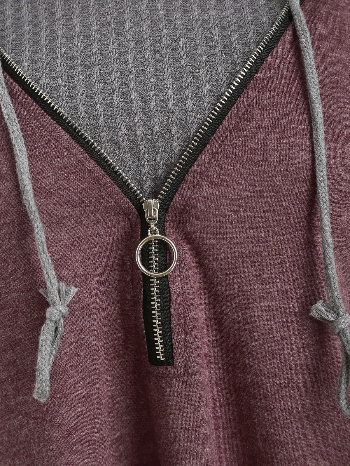 ROSEGAL Вишневый красный с капюшоном на молнии 2fer Туника трикотаж длинный