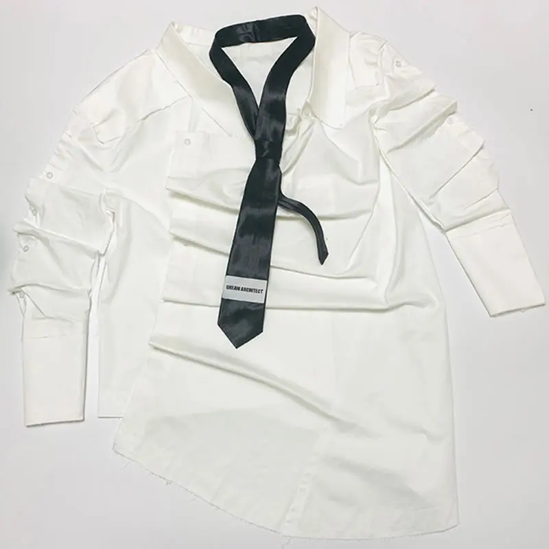 

XITAO White Dress Fashion New Women Full Sleeve Off Shoulder 2021 Summer Elegant Minority Loose Pleated Dress Top WMD0056