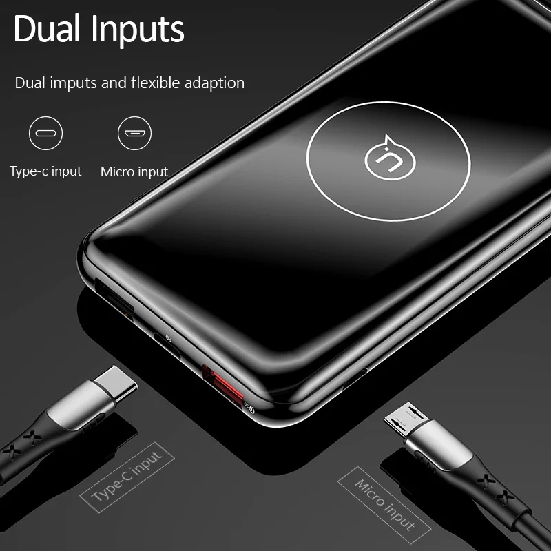 

USAMS QI Wireless Power Bank 10000mAh QC3.0 PD 18W Fast Charging Portable Charging Powerbank External Battery For Xiaomi Samsung