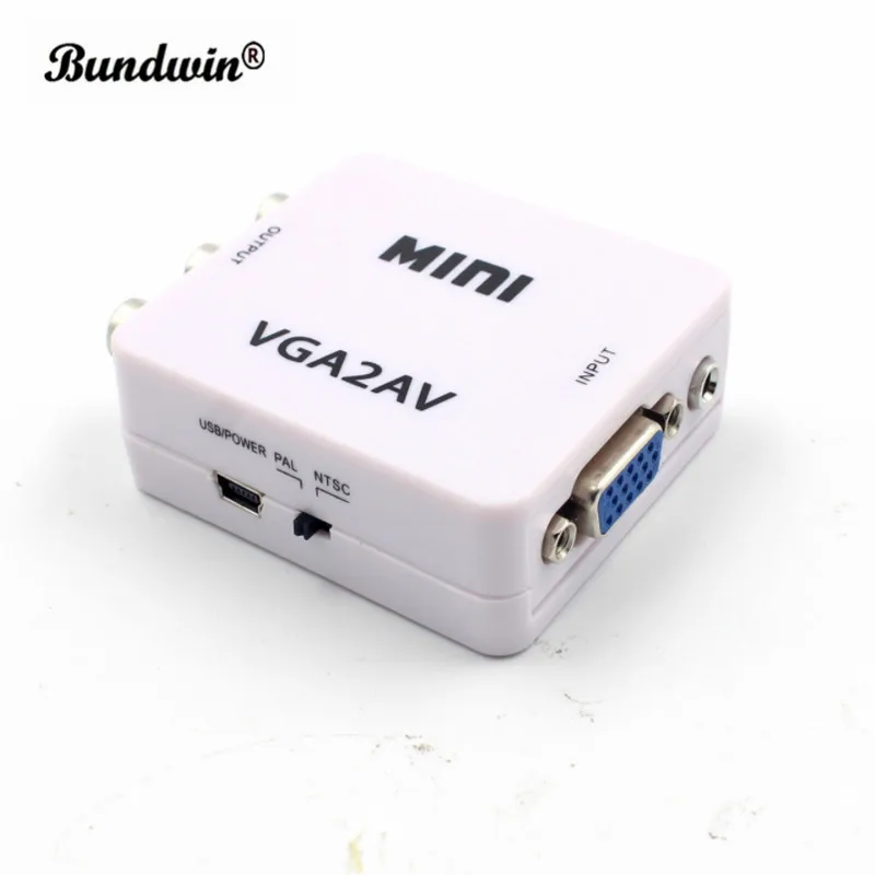 Bundwin Mini 1080P VGA AV преобразователь адаптер HD RCA CVBS видеопреобразователь для ПК ТВ